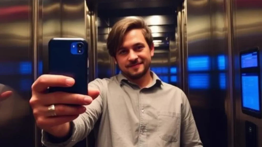 elevator selfie caption