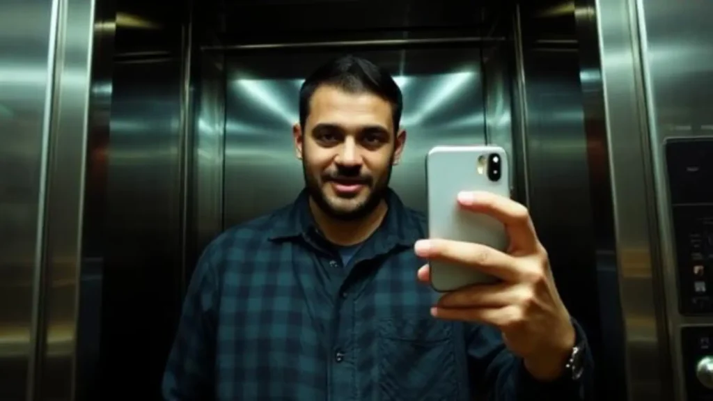 elevator selfie caption