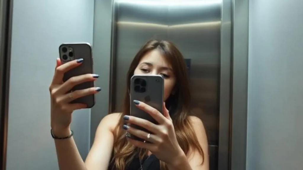elevator selfie caption